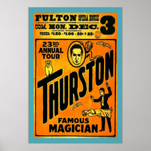 Affiche Thurston, magicien célèbre de cru de ~ de magicien