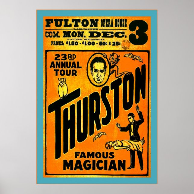 Affiche Thurston, Magicien célèbre ~ Magicien Vintage (Devant)