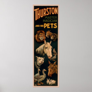 Affiche Thurston maître magicien et ses animaux domestique