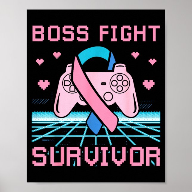 Affiche Thyroid Cancer Awareness Boss Fight Survivor Gamer (Devant)