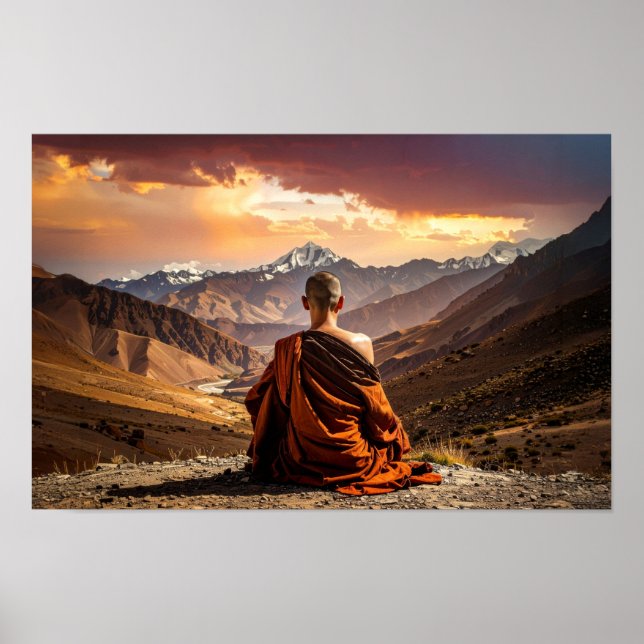 Affiche Tibet - Bouddhisme - Méditation (Devant)