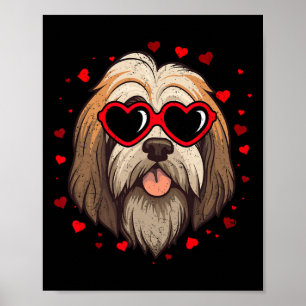Affiche Tibétain Terrier Saint-Valentin Cœur Amoureux de C