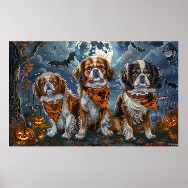 Affiche Tibetan Spaniel Halloween Effrayant  (Devant)