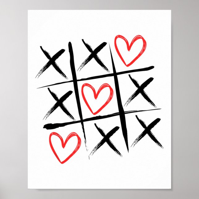 Affiche Tic-tac-orteil Coeurs et croix Saint-Valentin (Devant)