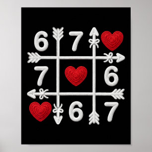 Affiche Tic Tac Toe 67 Couple de la Saint-Valentin Cœurs S