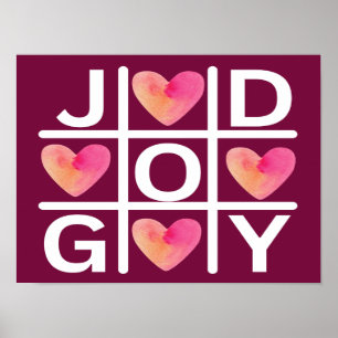 Affiche Tic Tac Toe Joie et Dieu Foi chrétienne