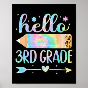 Affiche Tie Dye 3e année Retour à l'école Bonjour troisièm
