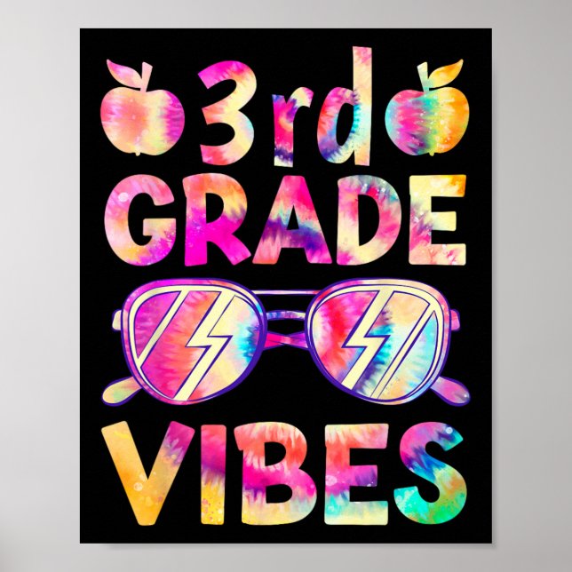 Affiche Tie Dye 3e année Vibes Enseignant Premier Jour De  (Devant)