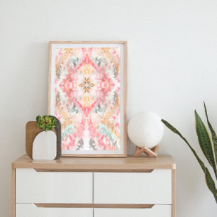 Affiche Tie Dye Abstract Art Pastel Pink Orange Boho