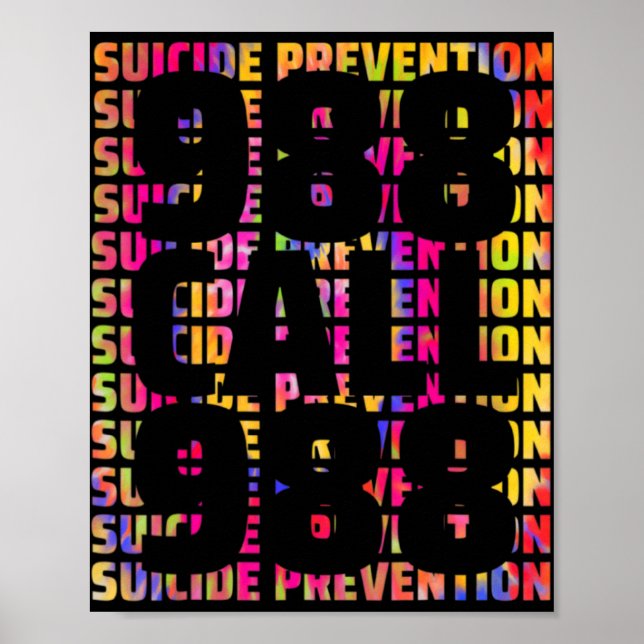Affiche Tie Dye Awareness Suicide Prevention 988 Mental He (Devant)