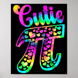 Affiche Tie Dye Drôle Cutie Pie 3,14 Pi Numéro Symbole Mat
