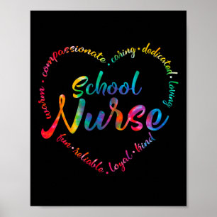 Affiche Tie Dye École Infirmière Coeur Mot Infirmière jour