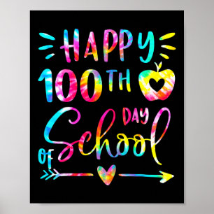 Affiche Tie Dye Happy 100e jour d'école Enseignant Élève 1