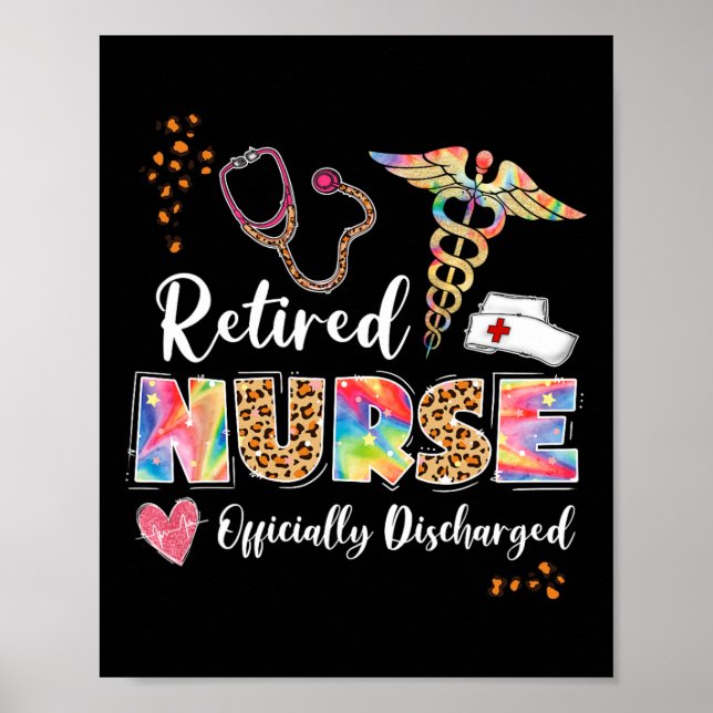 Affiche Tie Dye Infirmière retraitée Officielle retraitée (Devant)