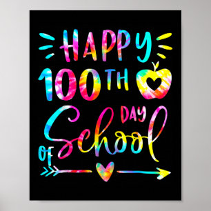 Affiche Tie Dye Joyeux 100ème Jour De L'Enseignant Étudian