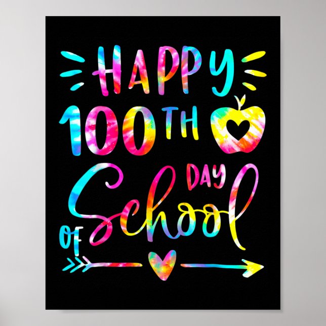 Affiche Tie Dye Joyeux 100ème Jour De L'Enseignant Étudian (Devant)