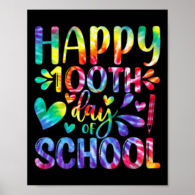 Affiche Tie Dye Joyeux 100ème Jour De L'Enseignant Étudian (Devant)