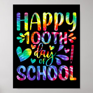Affiche Tie Dye Joyeux 100ème Jour De L'Enseignant Étudian