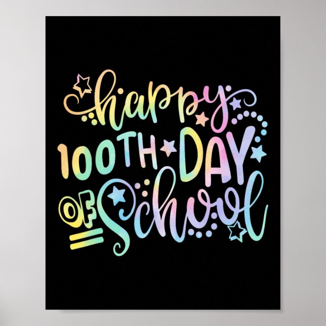 Affiche Tie Dye Joyeux 100ème Jour De L'Enseignant Étudian (Devant)