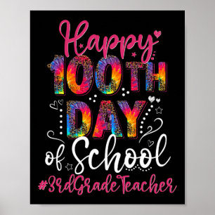Affiche Tie Dye Leopard Joyeux 100e Jour De L'École 3e Ann