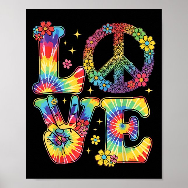 Affiche Tie Dye Love Peace Sign Retro Hippie T-shirt.png (Devant)