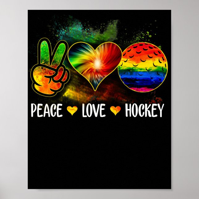 Affiche Tie Dye Peace Love Hockey Jeu de Hockey (Devant)