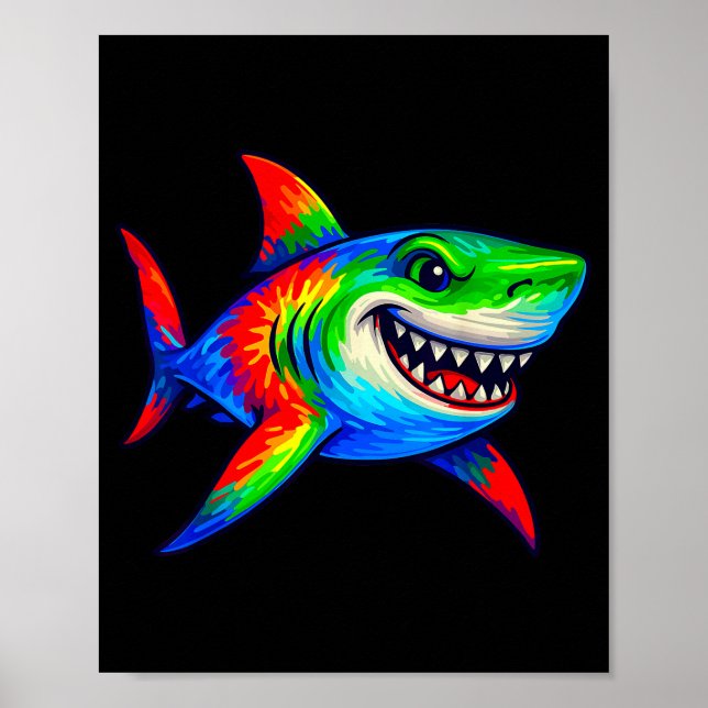 Affiche Tie-dye Shark Peace Sign Hipe  (Devant)