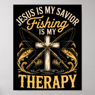 Affiche Tige Jésus est sauveur pêche est thérapie pêcheur