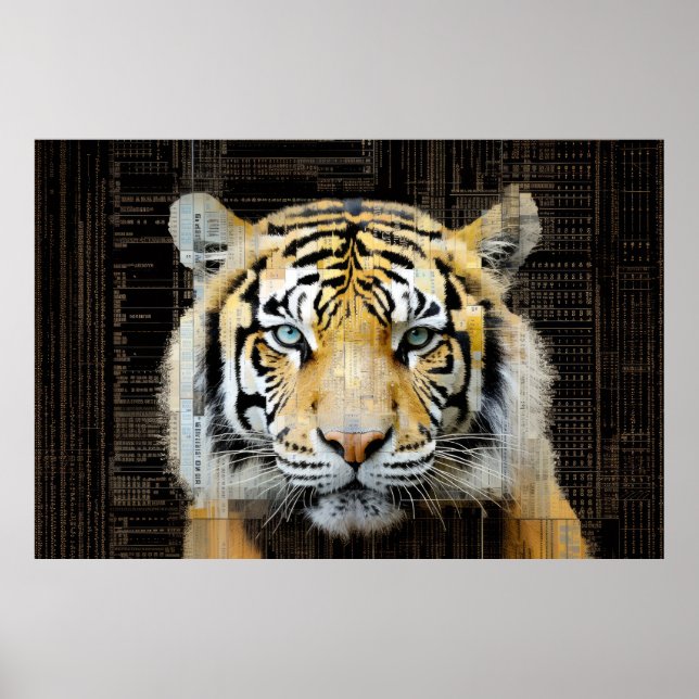 Affiche Tiger Animal Art Décor Peinture Mosaïque (Devant)
