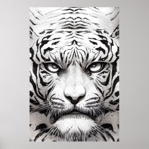 Affiche Tiger Animal Wild Nature Illustration Line Epic