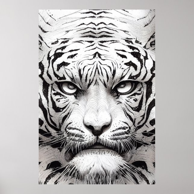 Affiche Tiger Animal Wild Nature Illustration Line Epic (Devant)