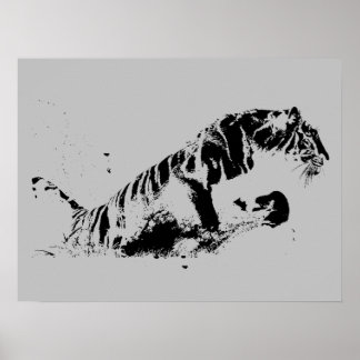 Affiche Tiger Attaquer Pop Art