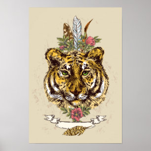 Affiche Tiger Boho Style Portrait