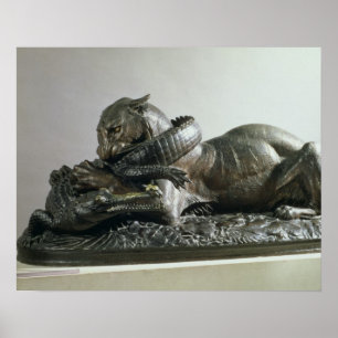 Affiche Tiger devouring an alligator, 1832 (bronze)