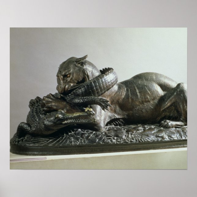 Affiche Tiger devouring an alligator, 1832 (bronze) (Devant)