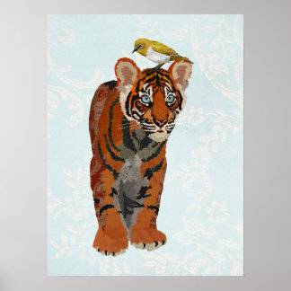 AFFICHE TIGER ET OISEAU D'OR