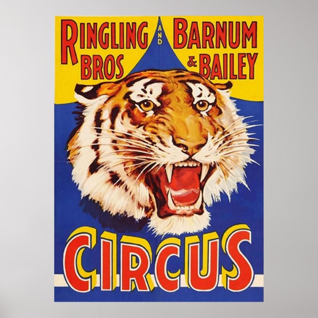 Affiche TIGER Growl Cirque Sonnerie Bros Cirque Animal Vin (Devant)