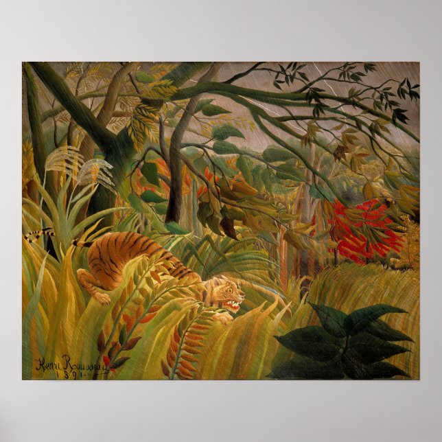 Affiche Tiger in a Tropical Storm by Henri Rousseau (Devant)