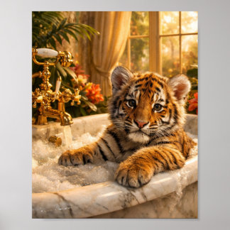 Affiche Tiger in Bathtub Wall Art – Luxury Animal Poster, 