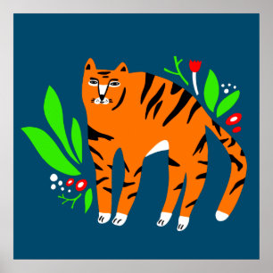 Affiche Tiger in flowers