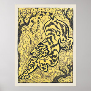 Affiche Tiger japonais Jungle Art Vintage Imprimer