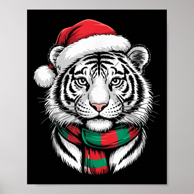 Affiche Tiger Noël Noël Chapeau F Costume de Noël (Devant)