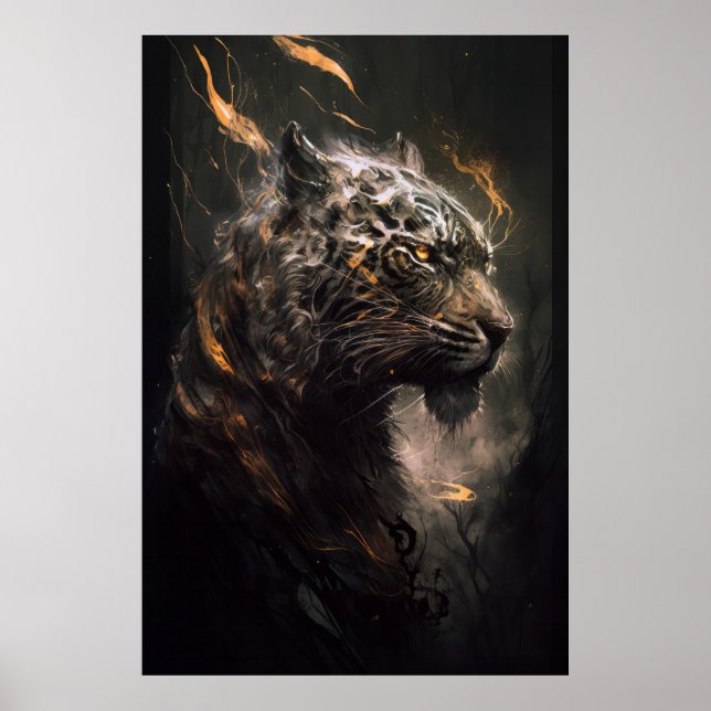 Affiche Tiger Portrait Animal Nature Faune Peinture Art (Devant)