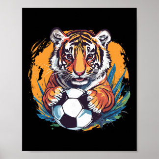 Affiche Tiger Soccer Byll Fierce Jungle Animal