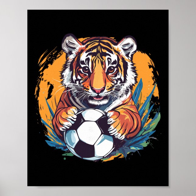 Affiche Tiger Soccer Byll Fierce Jungle Animal  (Devant)