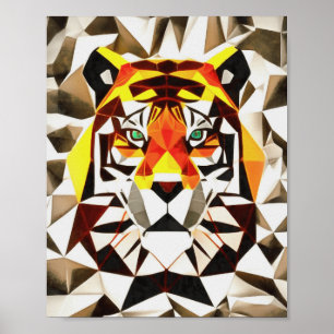 Affiche Tiger Tiger Effrayant Symétrie Art géométrique