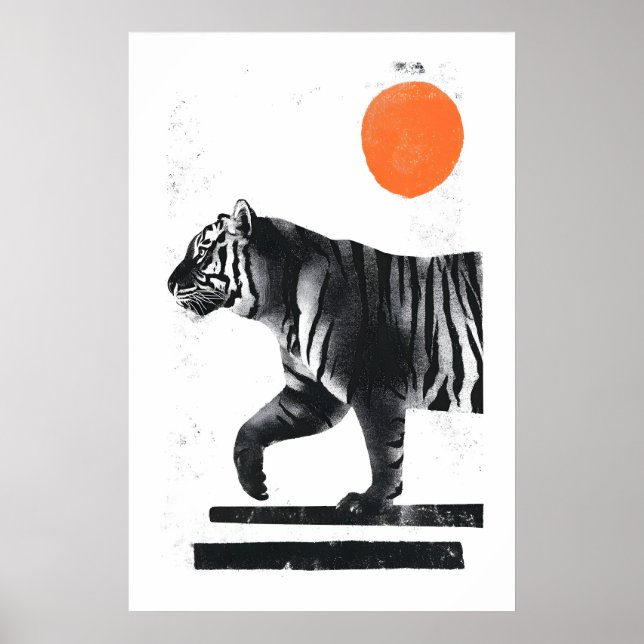 Affiche Tiger Wall Art Minimalist Ink Style - Modern (Devant)