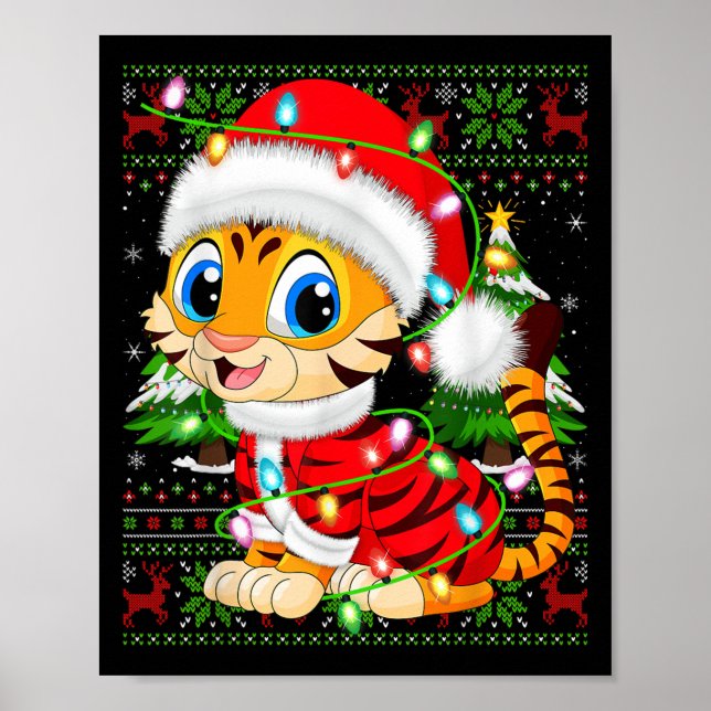 Affiche Tiger Xmas Sweater Style Ugly Santa Tiger Christma (Devant)