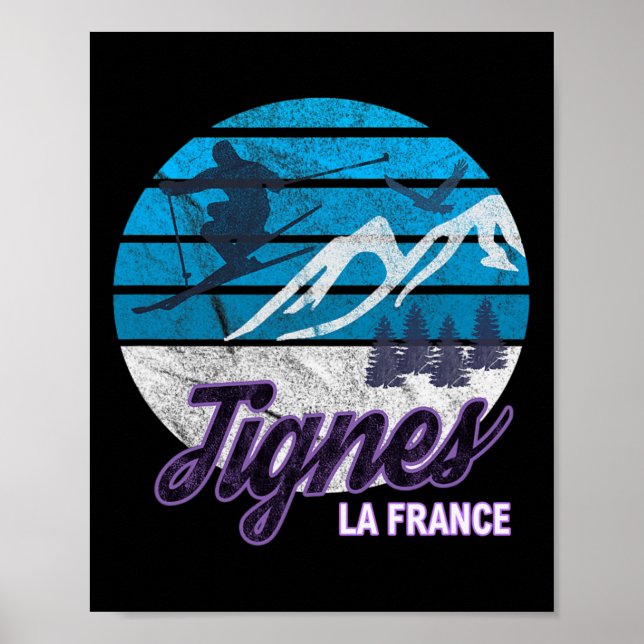 Affiche Tignes France Alpes Ski Resort Snowboard (Devant)