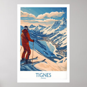Affiche Tignes France Impression Ski 1